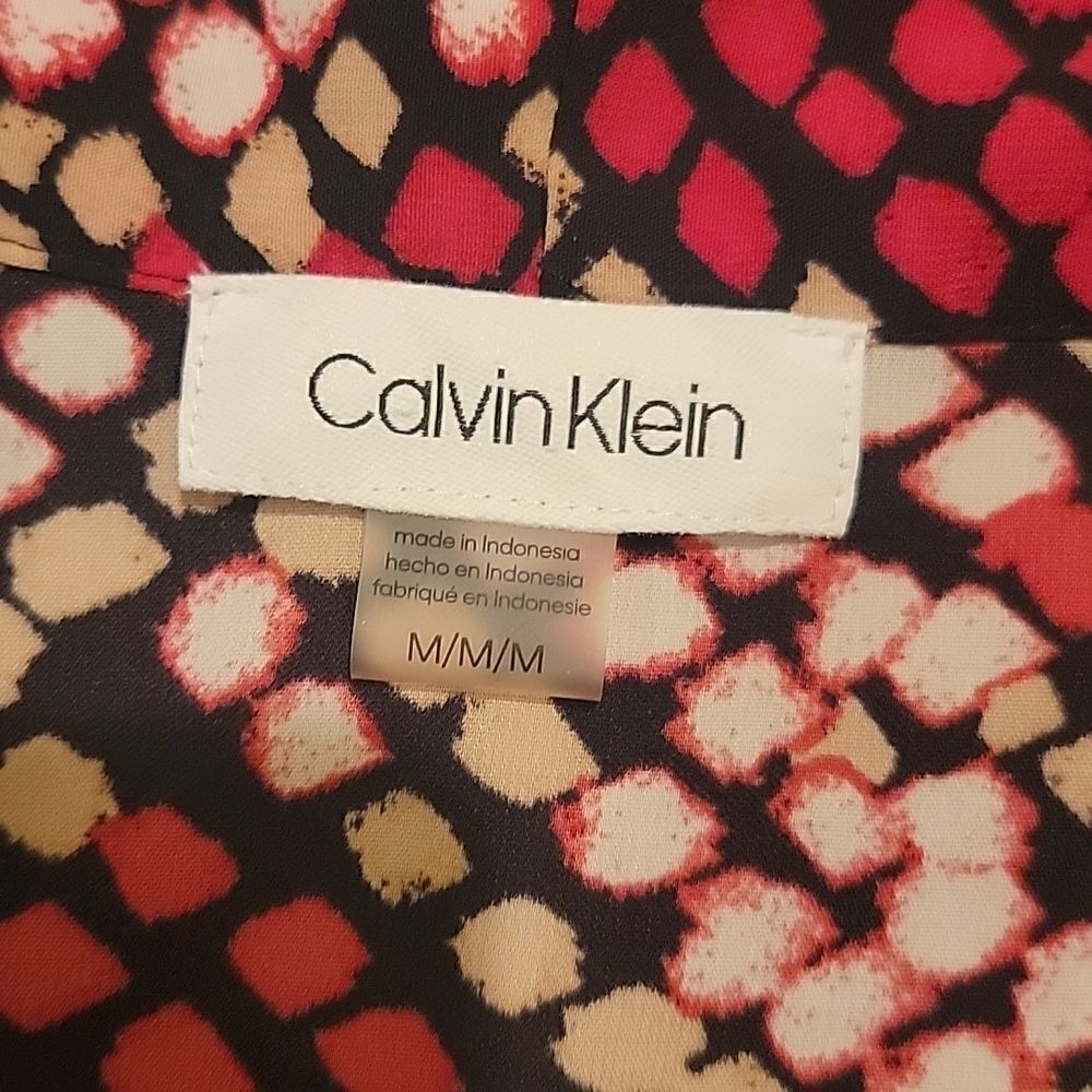 Calvin Klien geometric tie neck sleeveless blouse sz med - Picture 5 of 8